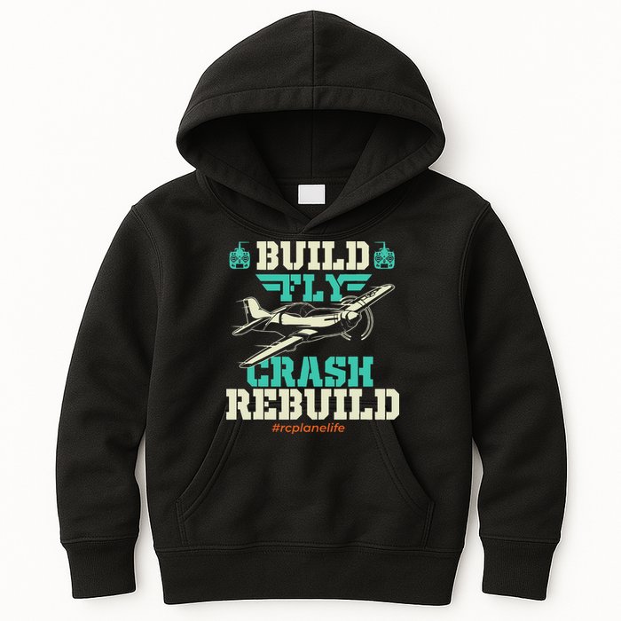 Build Fly Crash Rebuild RC Airplane Pilot RC Plane Kids Hoodie