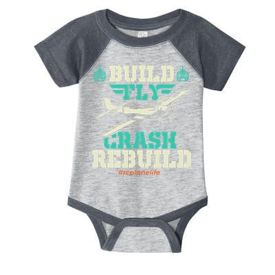 Build Fly Crash Rebuild RC Airplane Pilot RC Plane Infant Baby Jersey Bodysuit