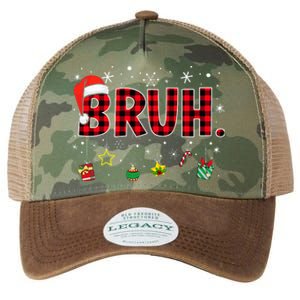 Bruh Funny Christmas Red Plaid Legacy Tie Dye Trucker Hat