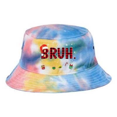 Bruh Funny Christmas Red Plaid Tie Dye Newport Bucket Hat