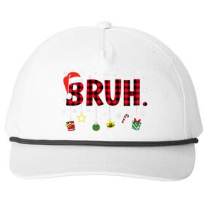 Bruh Funny Christmas Red Plaid Snapback Five-Panel Rope Hat