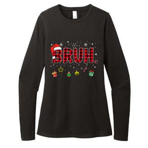 Bruh Funny Christmas Red Plaid Womens CVC Long Sleeve Shirt