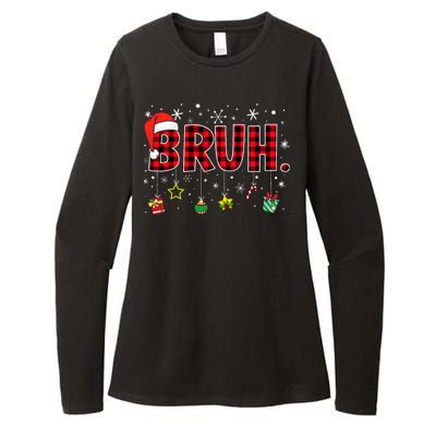 Bruh Funny Christmas Red Plaid Womens CVC Long Sleeve Shirt