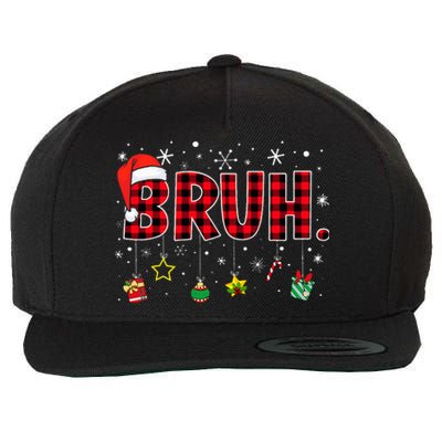 Bruh Funny Christmas Red Plaid Wool Snapback Cap