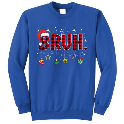 Bruh Funny Christmas Red Plaid Sweatshirt