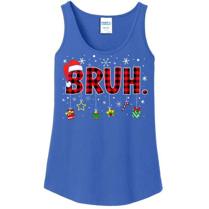 Bruh Funny Christmas Red Plaid Ladies Essential Tank