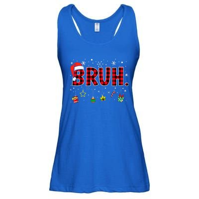 Bruh Funny Christmas Red Plaid Ladies Essential Flowy Tank