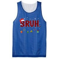 Bruh Funny Christmas Red Plaid Mesh Reversible Basketball Jersey Tank