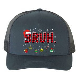 Bruh Funny Christmas Red Plaid Yupoong Adult 5-Panel Trucker Hat