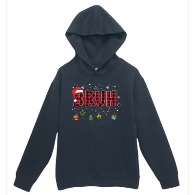 Bruh Funny Christmas Red Plaid Urban Pullover Hoodie