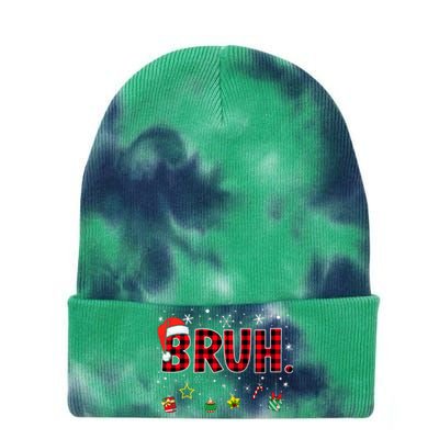 Bruh Funny Christmas Red Plaid Tie Dye 12in Knit Beanie