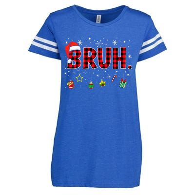 Bruh Funny Christmas Red Plaid Enza Ladies Jersey Football T-Shirt