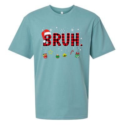 Bruh Funny Christmas Red Plaid Sueded Cloud Jersey T-Shirt