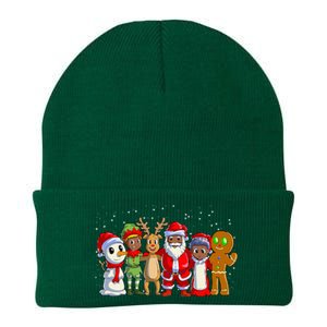 Black Family Christmas Afro African American Santa Xmas Knit Cap Winter Beanie