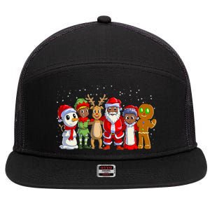 Black Family Christmas Afro African American Santa Xmas 7 Panel Mesh Trucker Snapback Hat