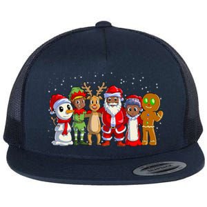 Black Family Christmas Afro African American Santa Xmas Flat Bill Trucker Hat