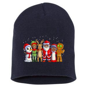 Black Family Christmas Afro African American Santa Xmas Short Acrylic Beanie