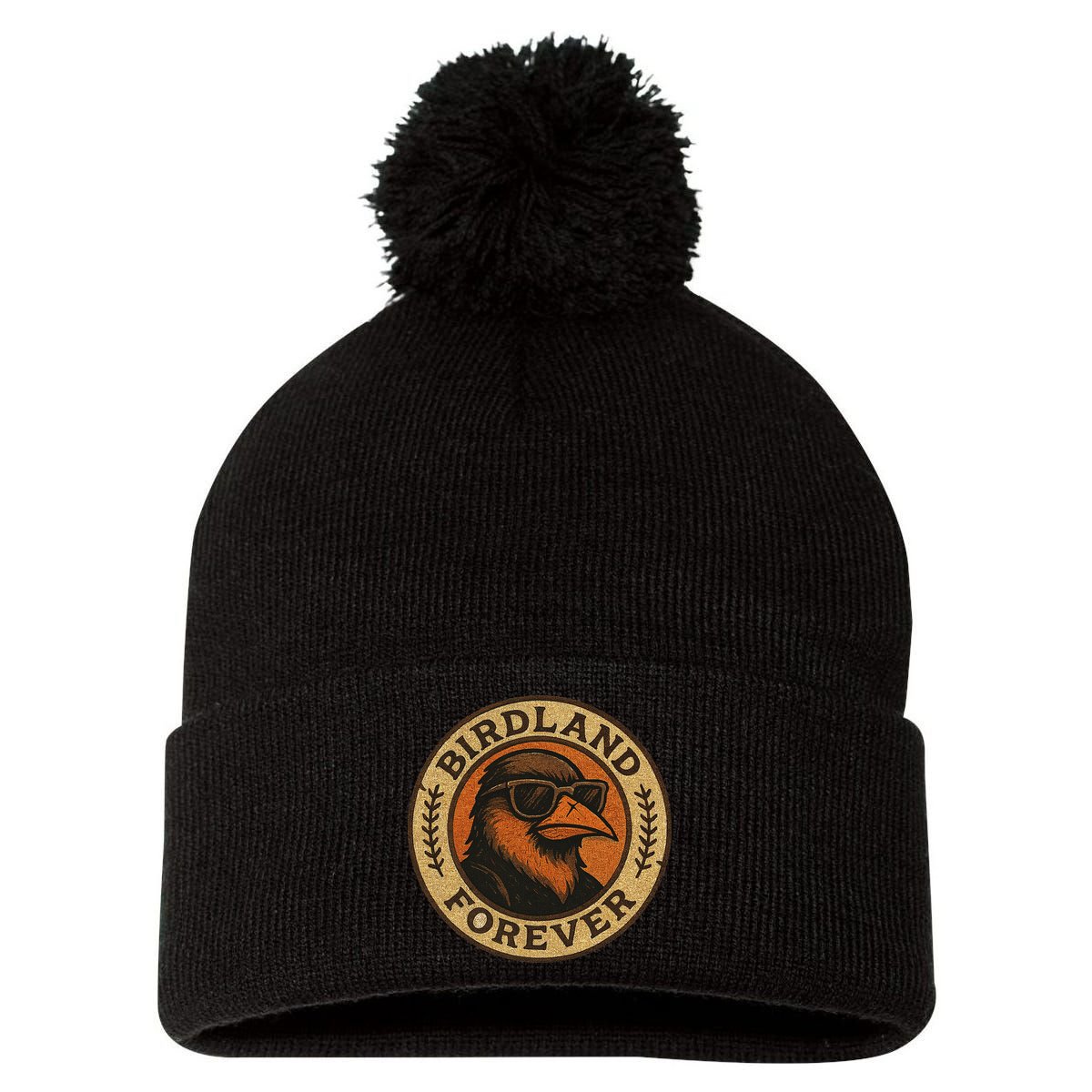 Birdland Forever Cool Retro Oriole Gift For Women Pom Pom 12in Knit Beanie