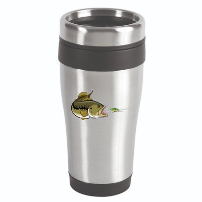 Bass Fish Chasing Lure Hook Fishing Fan 16oz Travel Tumbler