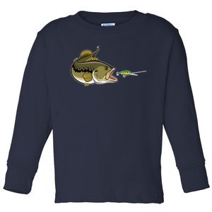 Bass Fish Chasing Lure Hook Fishing Fan Toddler Long Sleeve Shirt