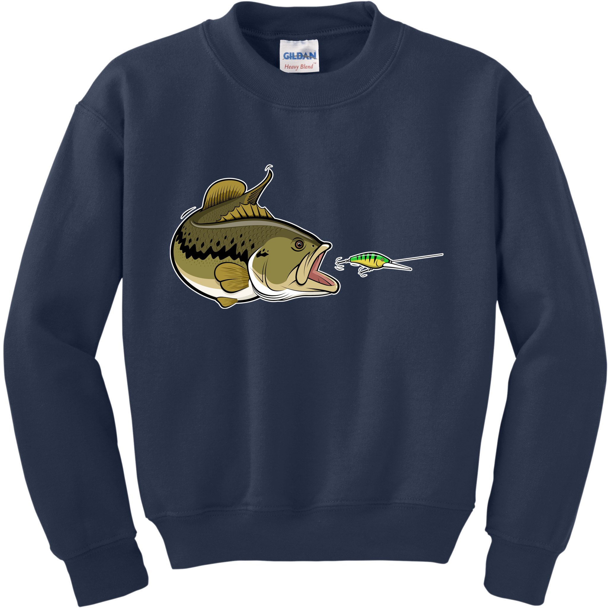 Bass Fish Chasing Lure Hook Fishing Fan Kids Sweatshirt