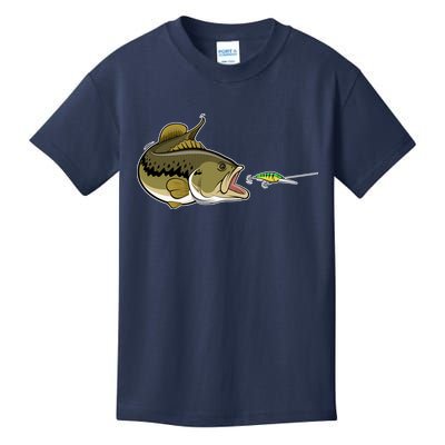 Bass Fish Chasing Lure Hook Fishing Fan Kids T-Shirt
