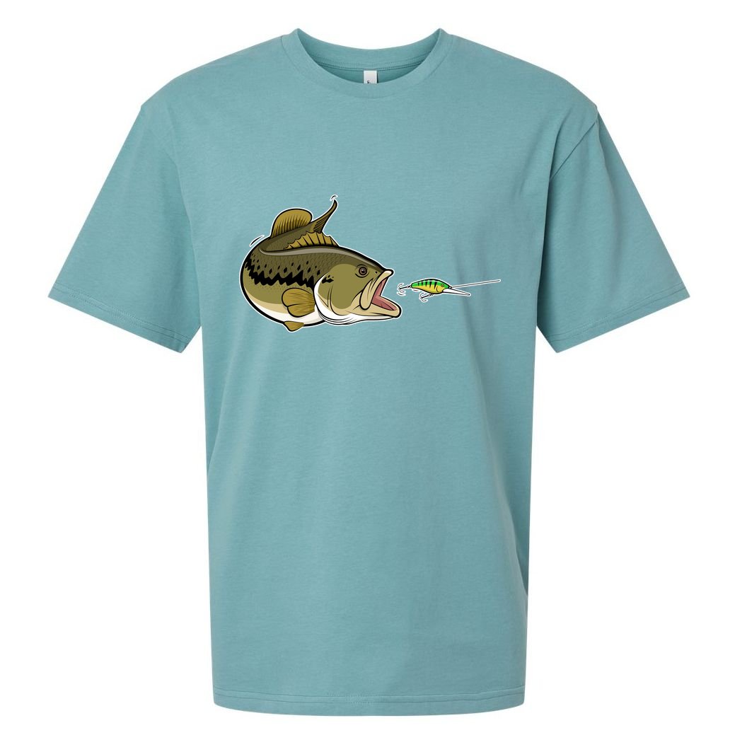 Bass Fish Chasing Lure Hook Fishing Fan Sueded Cloud Jersey T-Shirt