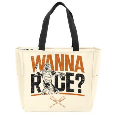Baseball Fan Catcher Vintage Wanna Race Zip Tote Bag