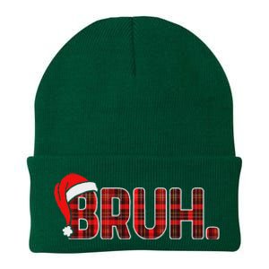 Bruh Funny Christmas Plaid Ns Xmas Pajamas Knit Cap Winter Beanie