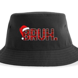 Bruh Funny Christmas Plaid Ns Xmas Pajamas Sustainable Bucket Hat