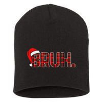 Bruh Funny Christmas Plaid Ns Xmas Pajamas Short Acrylic Beanie