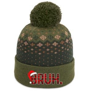 Bruh Funny Christmas Plaid Ns Xmas Pajamas The Baniff Cuffed Pom Beanie