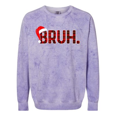 Bruh Funny Christmas Plaid Xmas Pajamas Colorblast Crewneck Sweatshirt