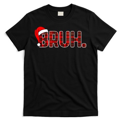 Bruh Funny Christmas Plaid Xmas Pajamas T-Shirt