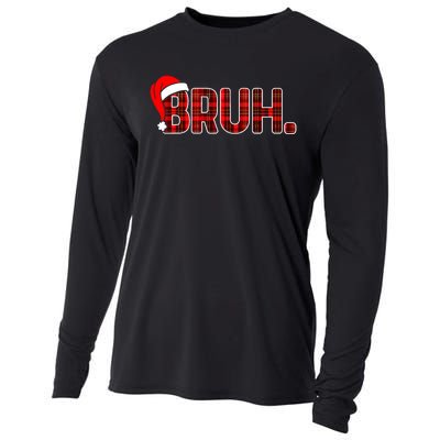 Bruh Funny Christmas Plaid Xmas Pajamas Cooling Performance Long Sleeve Crew