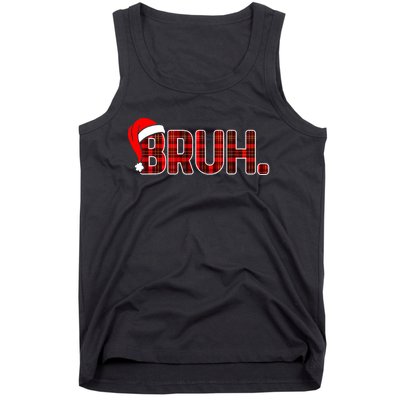 Bruh Funny Christmas Plaid Xmas Pajamas Tank Top