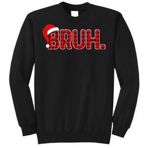 Bruh Funny Christmas Plaid Xmas Pajamas Sweatshirt