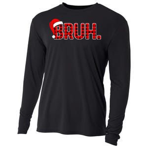 Bruh Funny Christmas Plaid Xmas Pajamas Cooling Performance Long Sleeve Crew