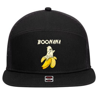 Boonana Funny Cute Banana Ghost Halloween Banana Lover Gifts 7 Panel Mesh Trucker Snapback Hat