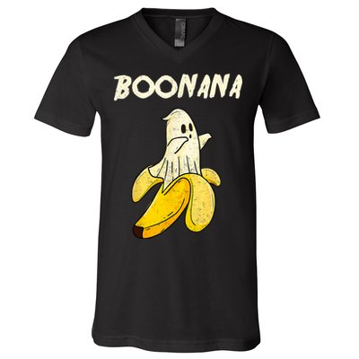 Boonana Funny Cute Banana Ghost Halloween Banana Lover Gifts V-Neck T-Shirt