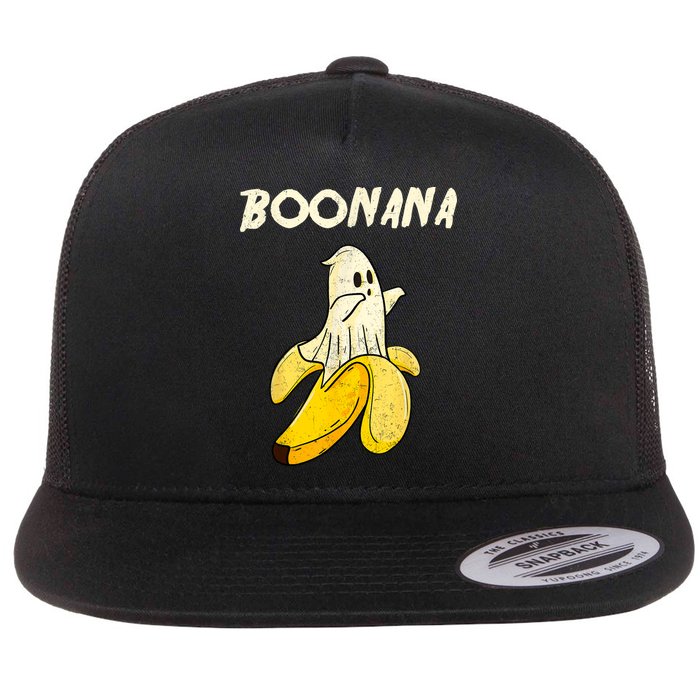 Boonana Funny Cute Banana Ghost Halloween Banana Lover Gifts Flat Bill Trucker Hat