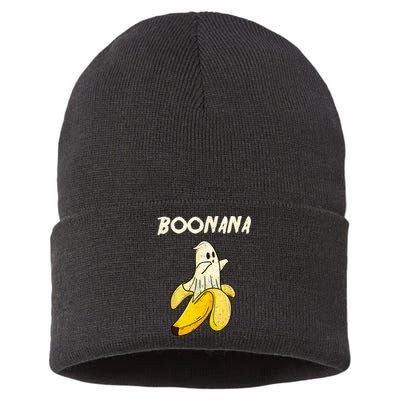 Boonana Funny Cute Banana Ghost Halloween Banana Lover Gifts Sustainable Knit Beanie