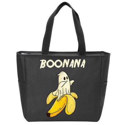 Boonana Funny Cute Banana Ghost Halloween Banana Lover Gifts Zip Tote Bag