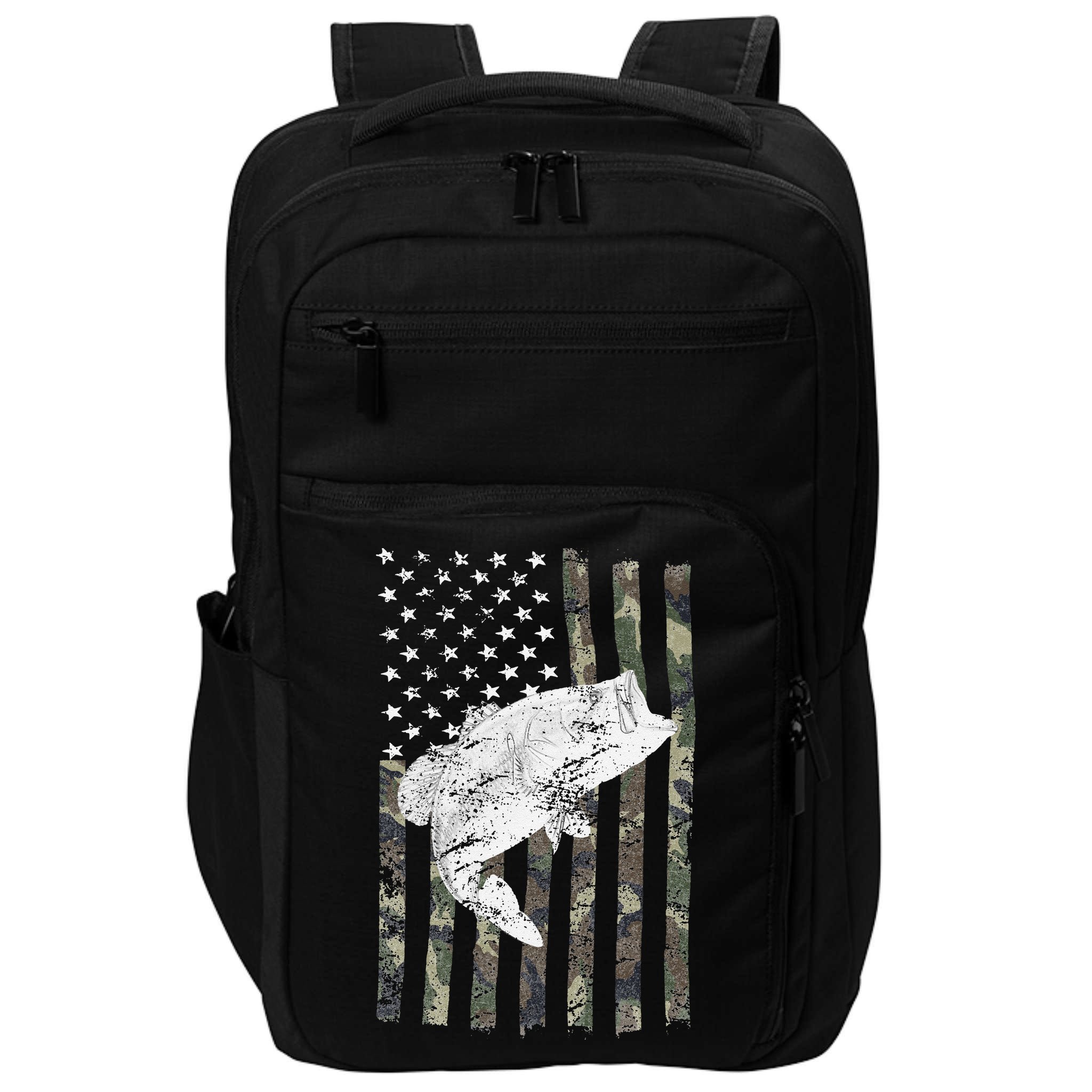 Bass Fishing Camouflage Flag Big Mouth On Back Impact Tech Backpack