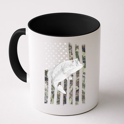 Bass Fishing Camouflage Flag Big Mouth On Back Mug