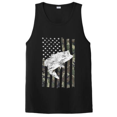 Bass Fishing Camouflage Flag Big Mouth On Back PosiCharge Competitor Tank