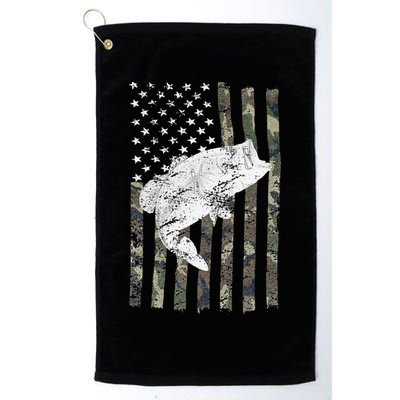 Bass Fishing Camouflage Flag Big Mouth On Back Golf Towel