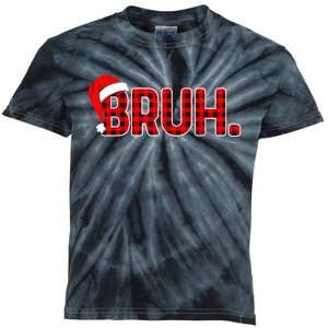 Bruh Funny Christmas Plaid Teens Xmas Pajamas Kids Tie-Dye T-Shirt