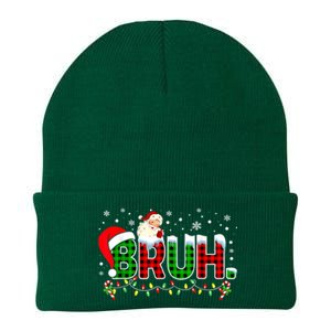 Bruh Funny Christmas Red Green Plaid Teens Boy Xmas Pajamas Knit Cap Winter Beanie