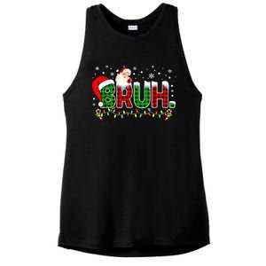 Bruh Funny Christmas Red Green Plaid Teens Boy Xmas Pajamas Ladies PosiCharge Tri-Blend Wicking Tank